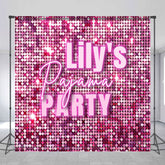 Aperturee - Aperturee Hot Pink Sparkle Sequins Custom Pajama Party Backdrop